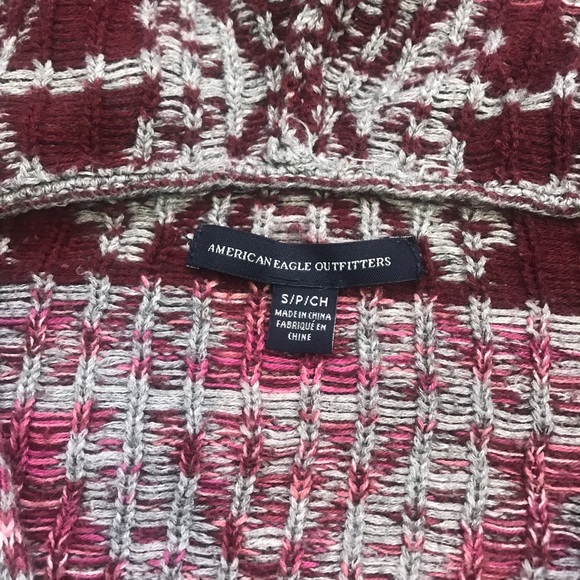 American Eagle Knit Aztec Hooded V-Neck Sweater - Oversized Small - Picture 2 of 7